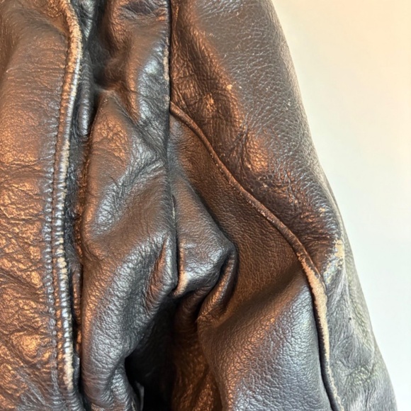 Distress Leather Motorcycle Jacket and Gloves - Picture 7 of 11